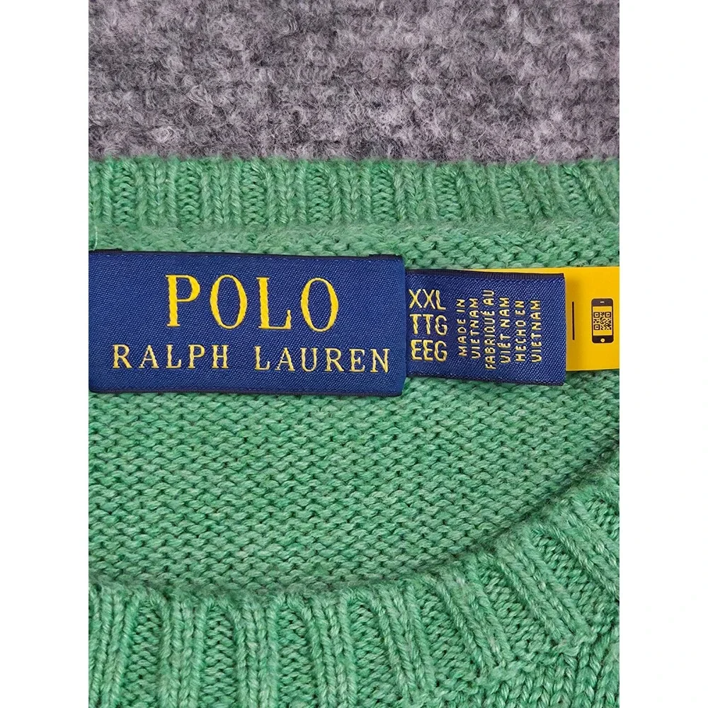 Polo Ralph Lauren Sweater Mens XXL Green Cotton Crewneck Pony Logo Long Sleeve